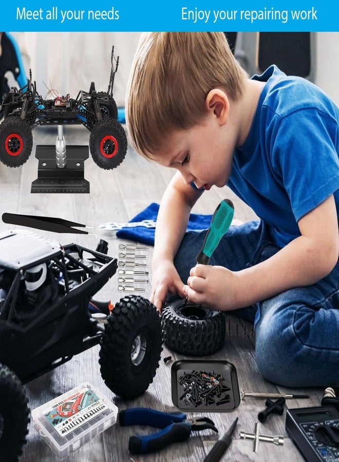 Kimapeso 1100 PCS RC Screw Kit and RC Screwdrivers Repair Set with Aluminium Screw Tray for Traxxas Axial Redcat Arrma HPI HSP SCX10 RC4WD 1/8 1/10 1/12 1/16 Scale RC Crawler Truck Buggy Car - Image 4